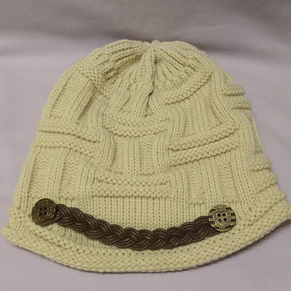 Knit Cream Slouch Beanie